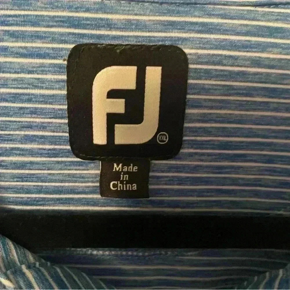 Foot Joy Golf Polo Performance Logo Blue Striped Mens Size 2XL XXL - Picture 4 of 9